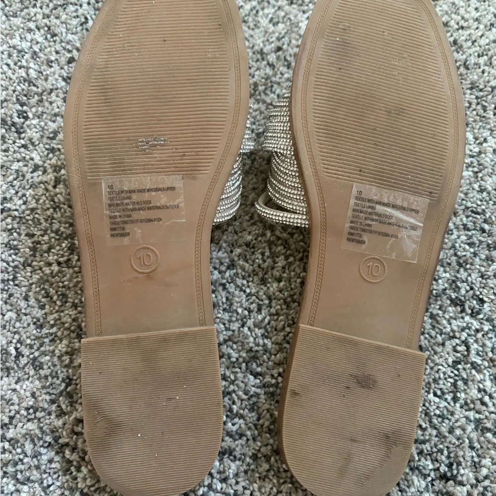a new day Beige Embellished Slide Sandals